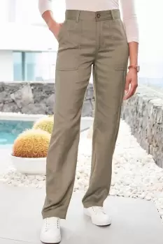 Image of Casual Lyocell Rich Straight Leg Trousers 29" (74Cm) Inside Leg