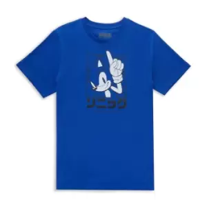 Image of Sonic The Hedgehog Sonic Katakana Mens T-Shirt - Blue - S