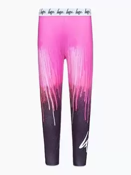 Image of Hype Girls Pink Black Drip Script Legging, Pink, Size 9-10 Years, Women