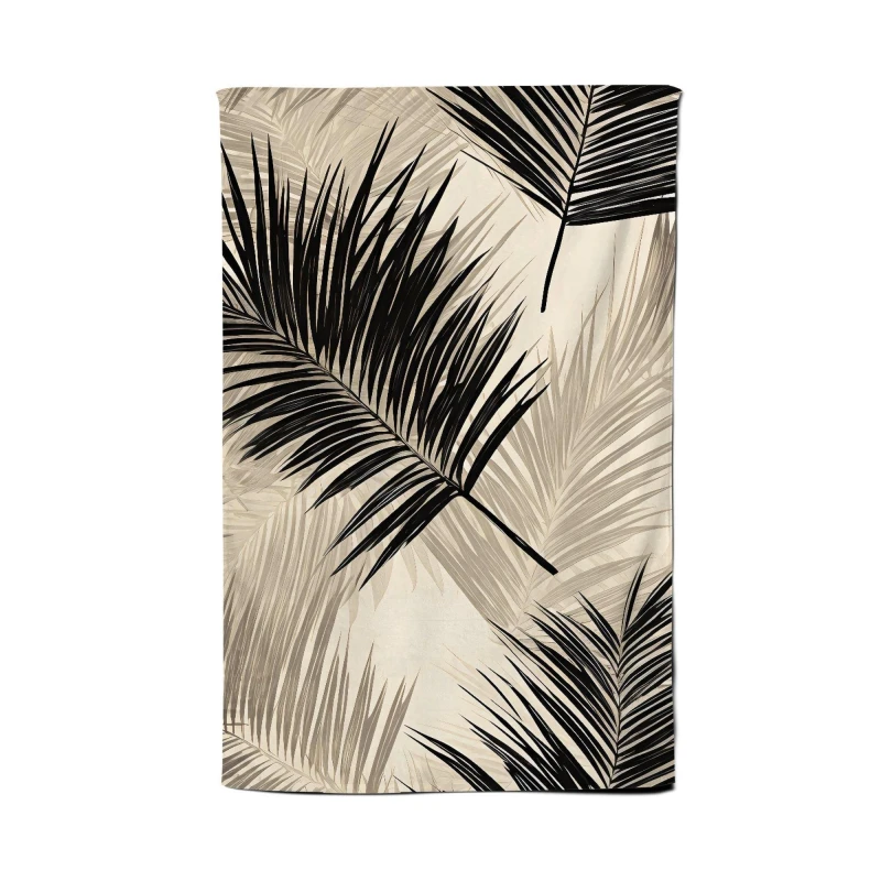 Image of Warren Reed - Designer Black & White Tropical Palm Leaves Tea Towel in Grey Grey Unisex