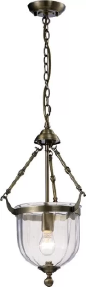 Image of Aubrey Ceiling Pendant Lantern 1 Light Antique Brass, Glass