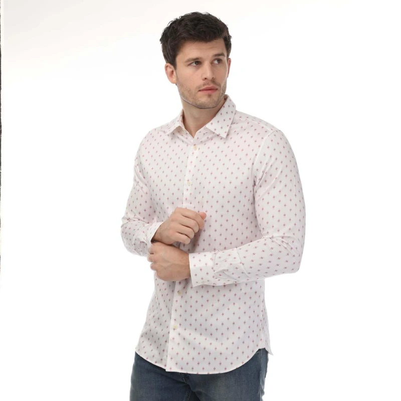 Image of Ted Baker Ardea Long Sleeve Geo Print Shirt - White White L