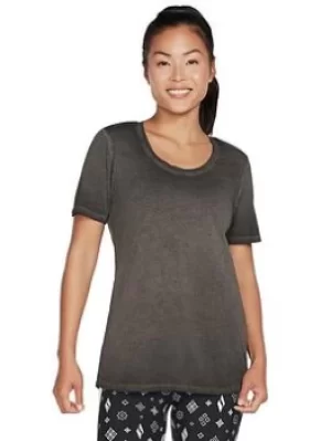 Image of Skechers Diamond Wash Hatha Scoop Neck Tunic Tee, Black Size XL Women