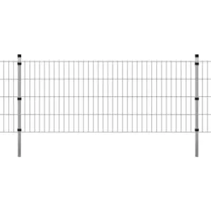 Image of 2D Garden Fence Panels & Posts Silver 2008x830 mm 4m - Silver - Vidaxl
