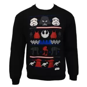 Image of Star Wars Mens Dark Side Fair Isle Christmas Sweater (M) (Blue)
