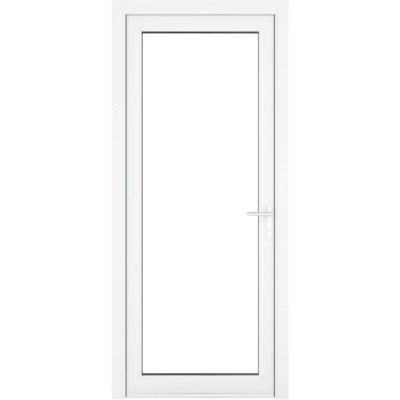 Image of Crystal Triple Glazed Single Door Full Glass White Lh 890 X 2090Mm Clear, White 1RLHW89209CLTG