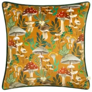 Image of Wild Garden Mushroom Repeat Cushion Multicolour, Multicolour / 43 x 43cm / Polyester Filled