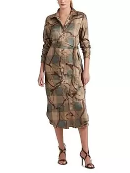 Image of Lauren by Ralph Lauren Shadny Luxe Shirt Dress, Tan, Size 8, Women
