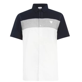 Image of Soviet Cut and Sew Shirt Mens - Wht/Grey/Navy