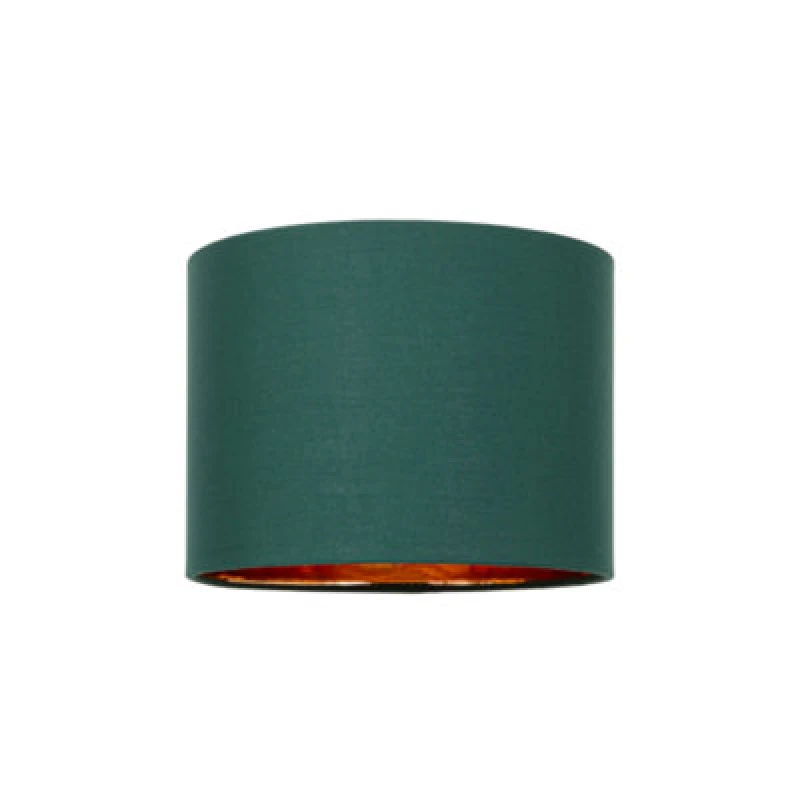 Image of Happy Homewares Modern Forest Green Cotton Fabric Small 8 Lamp Shade With Shiny Copper Inner