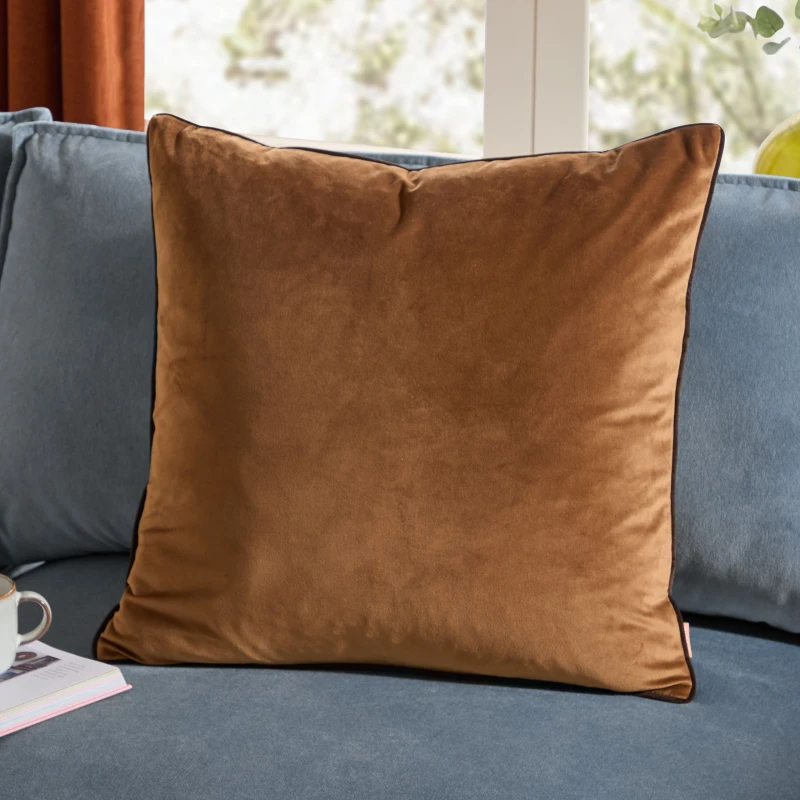Image of Furn Furn Meridian Velvet Cushion in Medium Beige Size: 45cm x 45cm Medium Beige 45cm x 45cm Unisex 5025532353832
