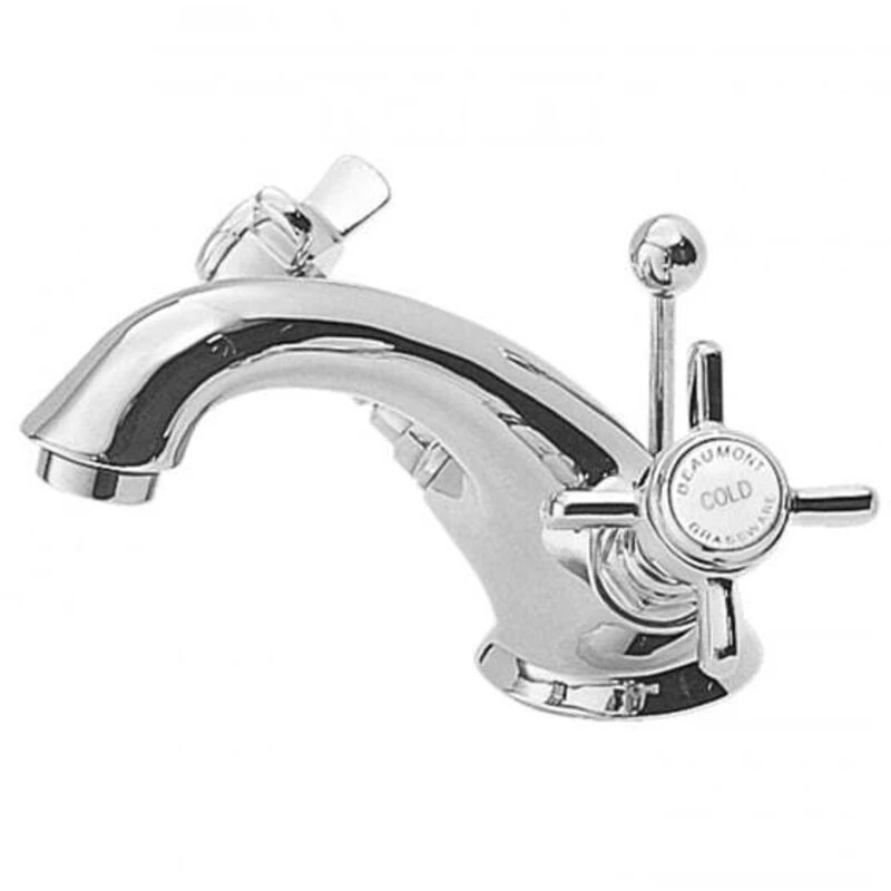 Image of NUIE Nuie - Beaumont Luxury Mono Basin Mixer Tap Dual Handle with Pop Up Waste - Chrome I305X