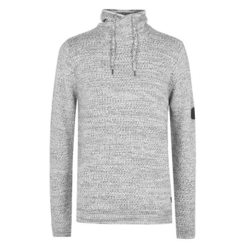 Image of Firetrap Cowl Neck Knit Jumper Mens - Grey Marl