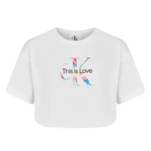 Image of CALVIN KLEIN JEANS Girls Pride Monogram Logo Top - White