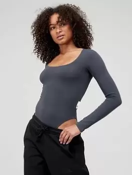 Image of adidas Studio Lounge Bodysuit - Dark Grey, Size S, Women