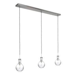 Image of Elegance Straight Bar Pendant Ceiling Light Steel Brushed, Glass Transparent