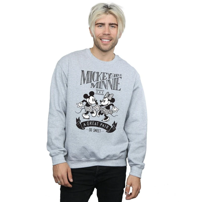 Image of Disney Men Mickey And Minnie Mouse Great Pair Sweatshirt in Grey Size: Small Grey S Male 5057736636077