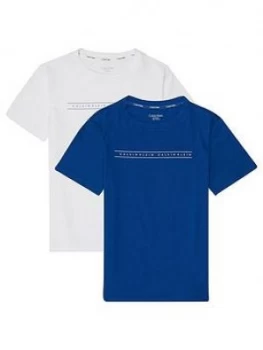 Image of Calvin Klein Boys 2 Pack Lounge T-Shirts - Blue White