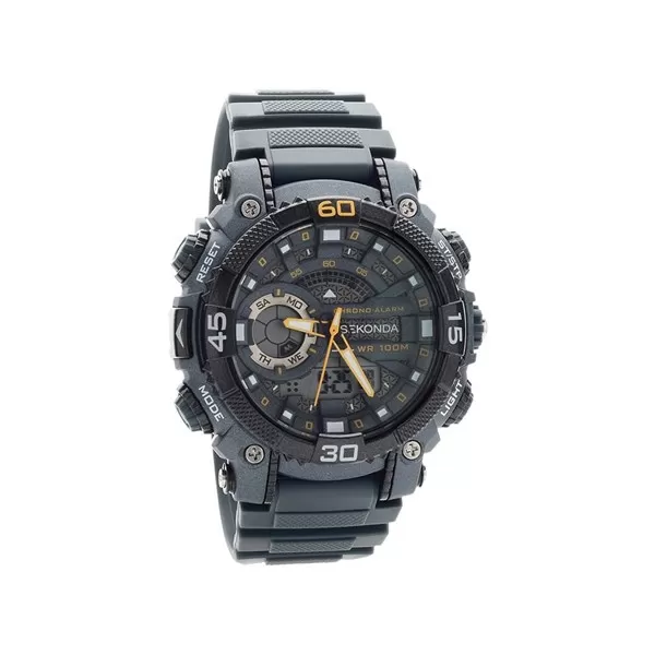Image of Sekonda 1349 Chronograph Dual Display Grey Resin Strap Watch - W31142