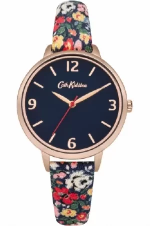 Image of Ladies Cath Kidston Mews Ditsy Navy Fabric Strap Watch CKL002URG