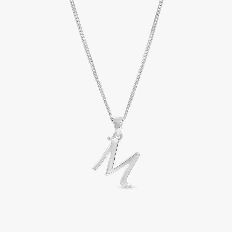 Image of Simply Silver Womens Sterling Silver 925 Initial Pendant - M Silver Female One Size