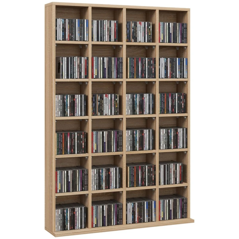 Image of HOMCOM HOMCOM DVD CD Media Storage Rack, Video Display Unit, Natural Natural One Size Unisex 5056725571955