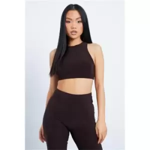 Image of I Saw It First Chocolate Petite Double Slinky Crop Top - Brown