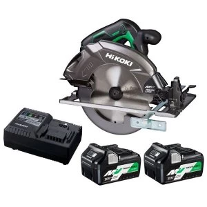 Image of HiKOKI C3607DA 36V Multi Volt Circular Saw with Brushless Motor - 2 x 36v 5Ah batteries