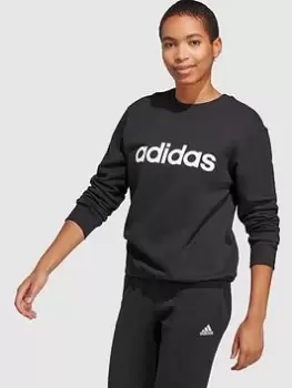 Image of Adidas Sportswear Essentials Linear Sweatshirt, Black/White, Size XL, Women