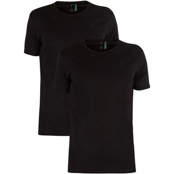 Image of G-Star Raw 2 Pack Slim Crew T-Shirts mens T shirt in Black - Sizes UK XS,UK S,UK M,UK L,UK XL,UK XXL