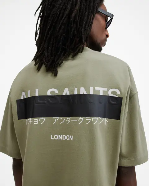 Image of AllSaints Redact Oversized Embroidered Logo T-Shirt
