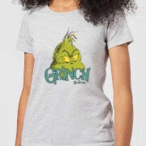 Image of The Grinch Face Womens Christmas T-Shirt - Grey - L