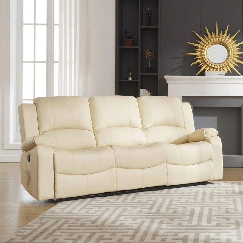 Image of Artemis Home Glendale 3 Seat Electric Reclining Sofa in Cream Cream Unisex