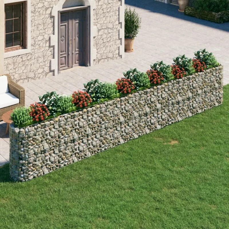 Image of vidaXL Gabion Raised Bed Galvanised Iron 610x50x100 cm, Silver 152039