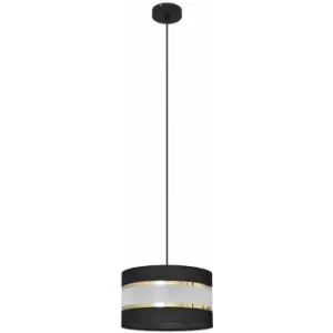 Image of Helam Lighting - Helam Helen Cylindrical Pendant Ceiling Light Black, Gold 25cm