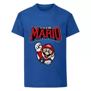 Image of Super Mario Childrens/Kids Mario Varsity T-Shirt (3-4 Years) (Blue)