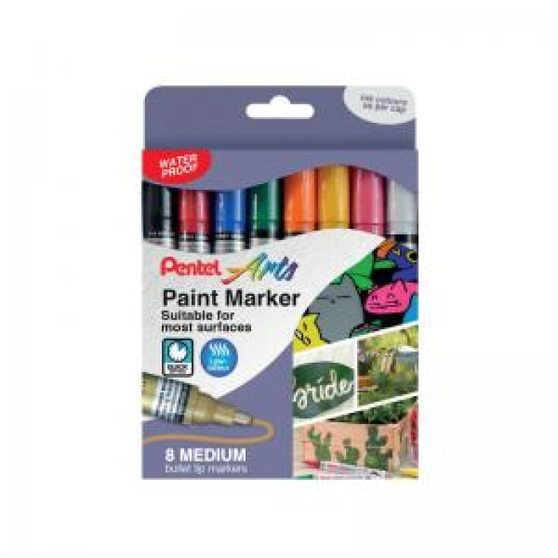 Image of Pentel Paint Marker Medium Bullet Tip Assorted (Pack of 8) YMMP10/8-M