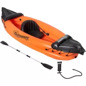 Image of Outsunny - Inflatable Kayak, 1-Person Inflatable Boat, Inflatable Canoe Set Orange