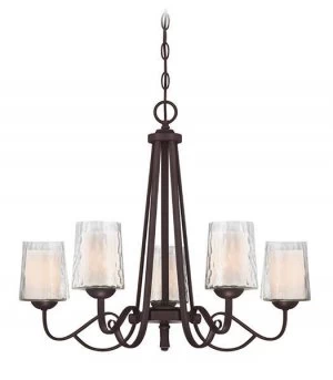 Image of 5 Light Multi Arm Chandelier Dark Cherry Finish, E14