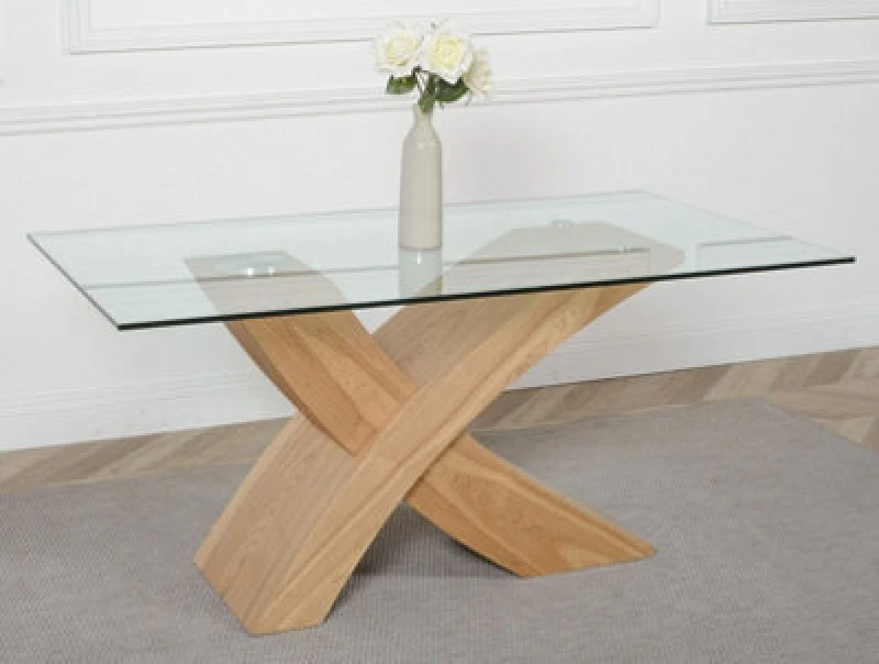 Image of Thats Furniture Valencia 160cm Small Glass Dining Table in Light Oak Light Oak Unisex
