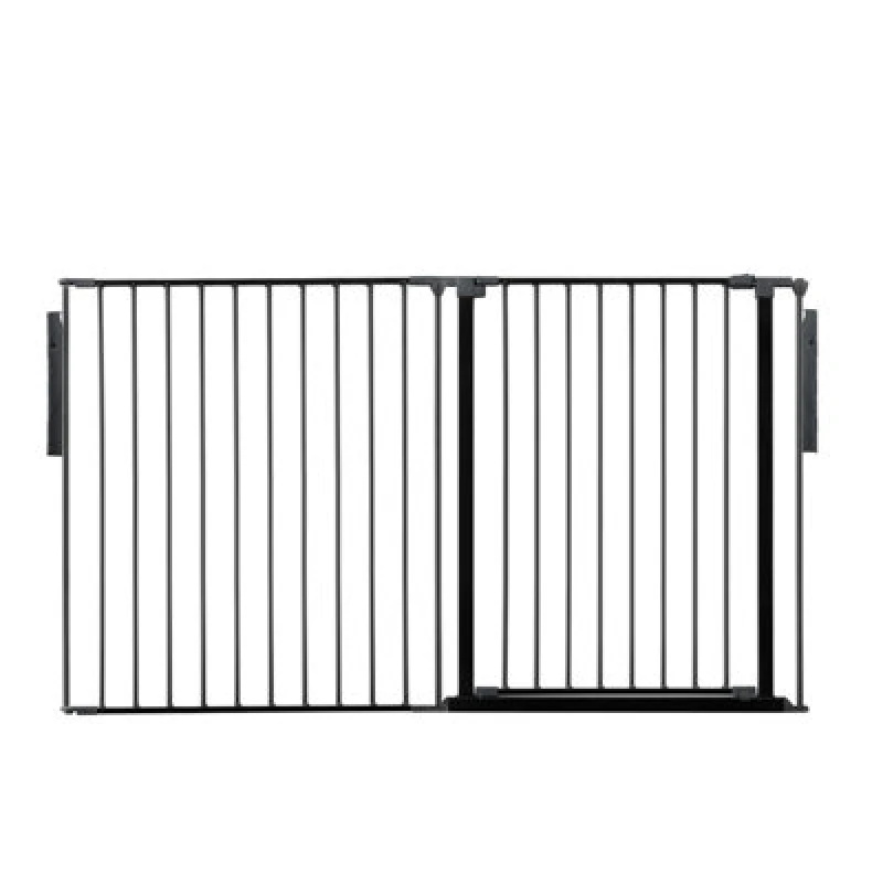 Image of Safetots Premium Extra Tall Room Divider, Up To 154Cm Wide, Black, 105Cm Tall, Multi Panel Barrier For Baby And Toddler