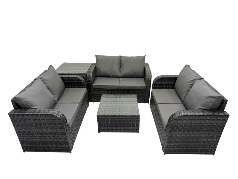Image of Fimous Love Sofa Square Coffee Table Set with Side Table Dark Grey Mixed Dark Grey Unisex