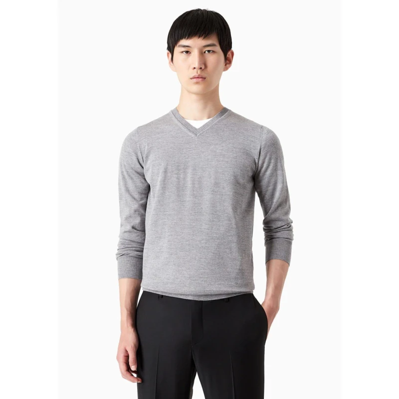 Image of Emporio Armani V-Neck Sweater Grey male XS