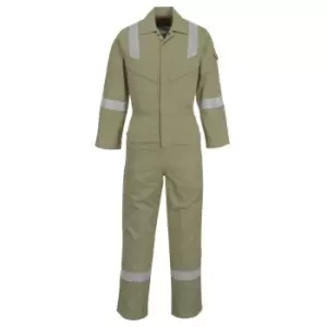 Image of Biz Flame Mens Flame Resistant Super Lightweight Antistatic Coverall Khaki Medium 32"