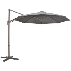 Image of Outsunny 3(m) Cantilever Parasol 360° Rotation Roma Umbrella Hanging Sun Shade with Aluminum Frame, Tilt Crank, 8 Ribs and Cross Base, Dark Grey