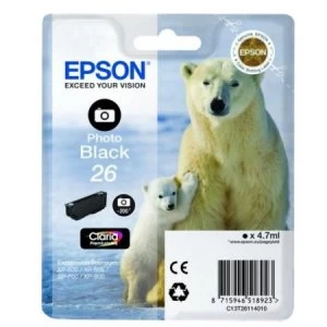 Image of Epson Polar Bear 26 Photo Black Ink Cartridge
