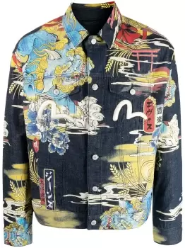Image of EVISU Komainu Vintage Japanese Print Denim Jacket