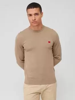 Image of HUGO San Cassius-c1 Crew Neck Jumper - Brown , Brown, Size L, Men