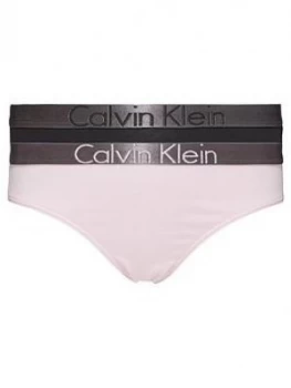 Image of Calvin Klein Girls 2 Pack Logo Briefs - Black/Pink