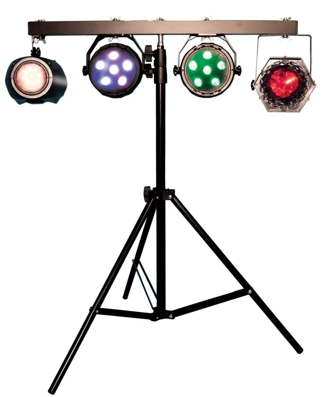 Image of FXLAB Mobile DJ Lighting Kit with 4 LED Lighting Effects, T-Bar lighting stand and Sound to Light Mode ELV-469338